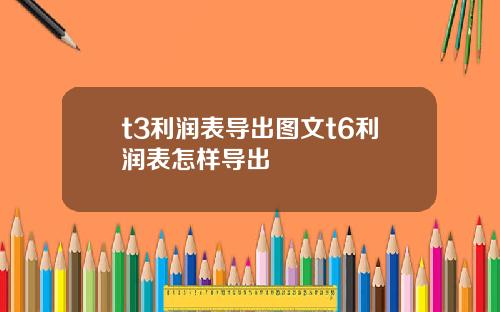 t3利润表导出图文t6利润表怎样导出