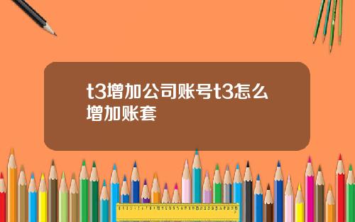 t3增加公司账号t3怎么增加账套