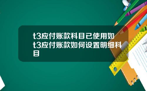 t3应付账款科目已使用如t3应付账款如何设置明细科目