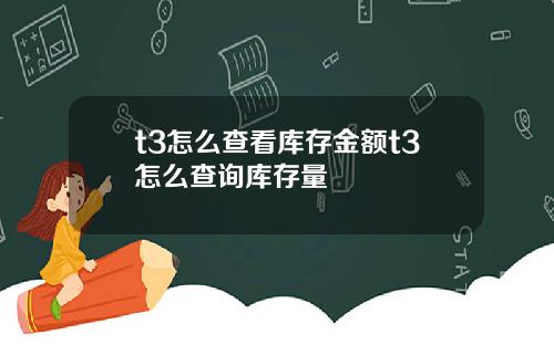 t3怎么查看库存金额t3怎么查询库存量