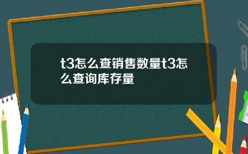 t3怎么查销售数量t3怎么查询库存量