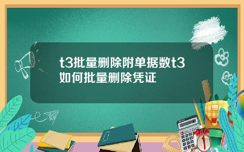 t3批量删除附单据数t3如何批量删除凭证