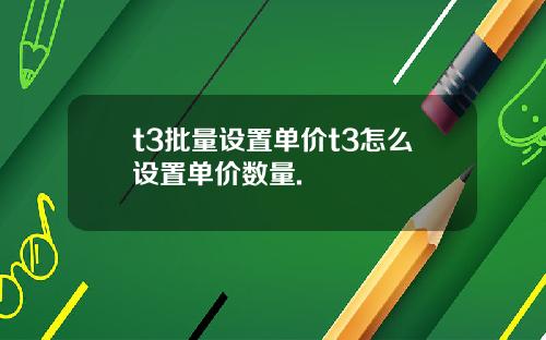 t3批量设置单价t3怎么设置单价数量.