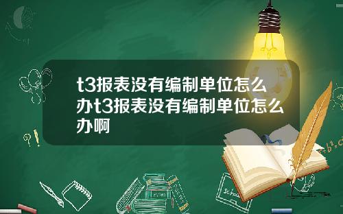 t3报表没有编制单位怎么办t3报表没有编制单位怎么办啊