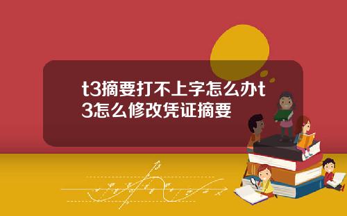 t3摘要打不上字怎么办t3怎么修改凭证摘要