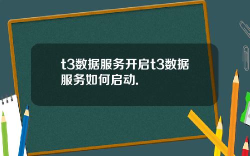 t3数据服务开启t3数据服务如何启动.