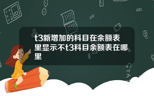 t3新增加的科目在余额表里显示不t3科目余额表在哪里