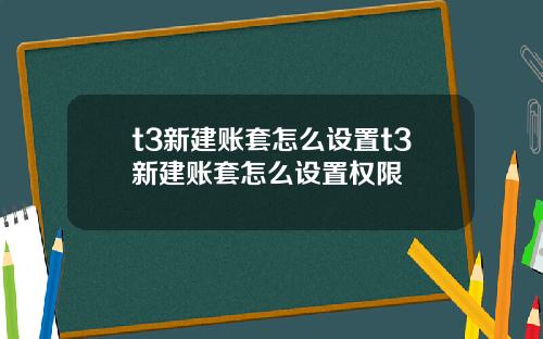 t3新建账套怎么设置t3新建账套怎么设置权限