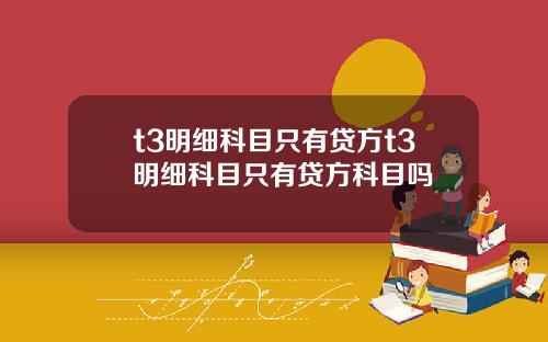 t3明细科目只有贷方t3明细科目只有贷方科目吗