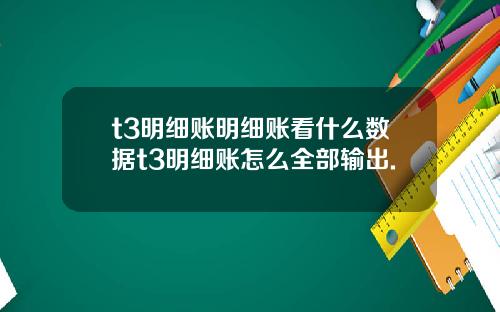 t3明细账明细账看什么数据t3明细账怎么全部输出.