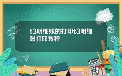 t3明细账的打印t3明细账打印教程