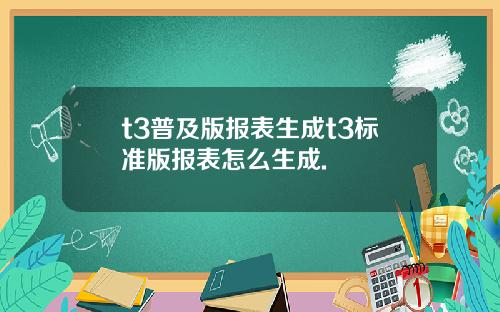 t3普及版报表生成t3标准版报表怎么生成.