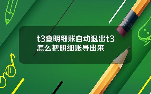 t3查明细账自动退出t3怎么把明细账导出来