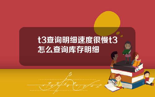 t3查询明细速度很慢t3怎么查询库存明细