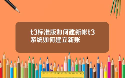 t3标准版如何建新帐t3系统如何建立新账