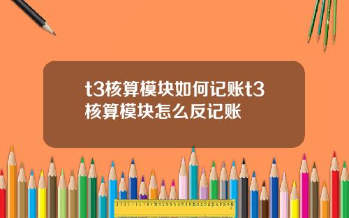 t3核算模块如何记账t3核算模块怎么反记账