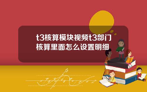 t3核算模块视频t3部门核算里面怎么设置明细