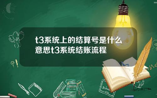 t3系统上的结算号是什么意思t3系统结账流程