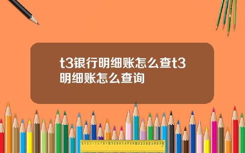 t3银行明细账怎么查t3明细账怎么查询