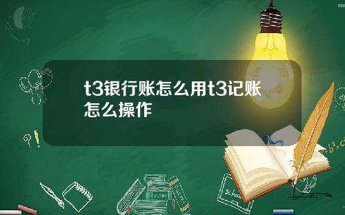 t3银行账怎么用t3记账怎么操作