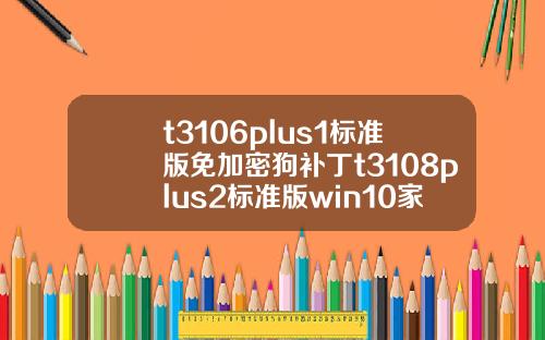 t3106plus1标准版免加密狗补丁t3108plus2标准版win10家庭版