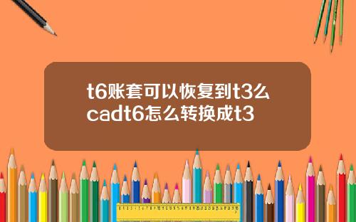 t6账套可以恢复到t3么cadt6怎么转换成t3