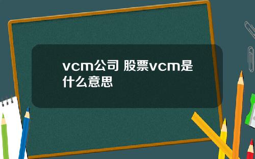 vcm公司 股票vcm是什么意思