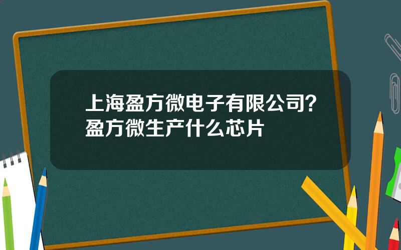 上海盈方微电子有限公司？盈方微生产什么芯片