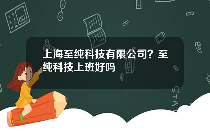 上海至纯科技有限公司？至纯科技上班好吗