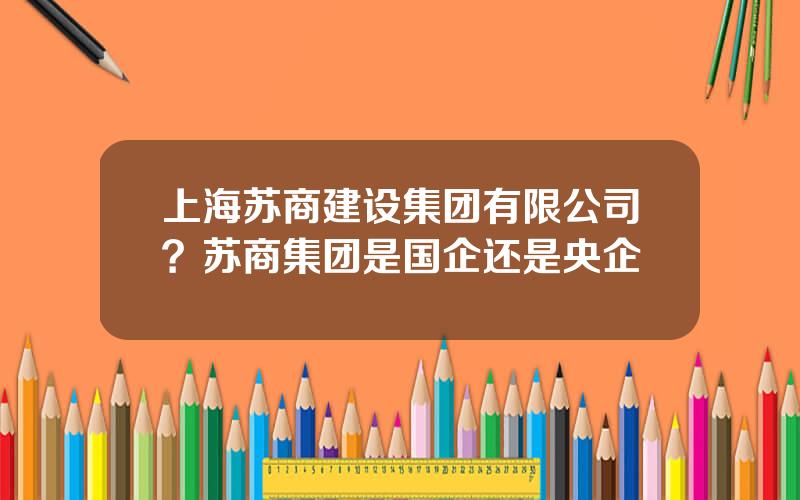 上海苏商建设集团有限公司？苏商集团是国企还是央企