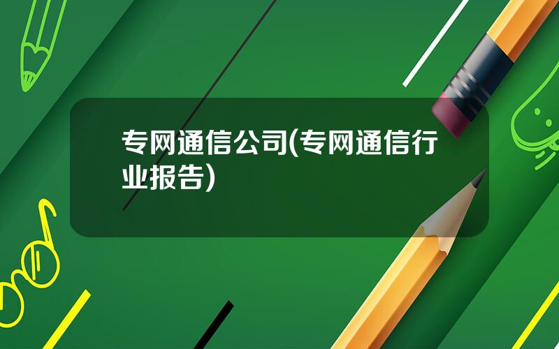 专网通信公司(专网通信行业报告)