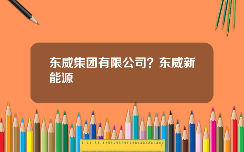 东威集团有限公司？东威新能源