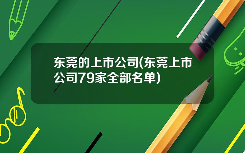 东莞的上市公司(东莞上市公司79家全部名单)