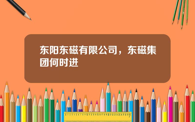 东阳东磁有限公司，东磁集团何时进