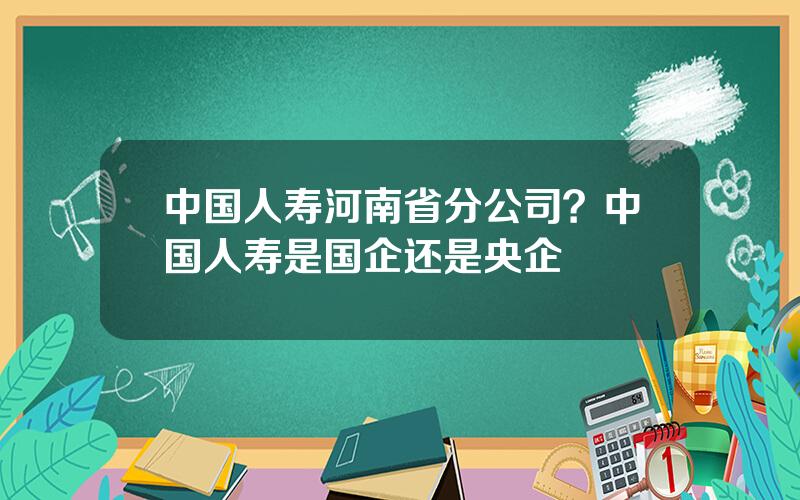 中国人寿河南省分公司？中国人寿是国企还是央企