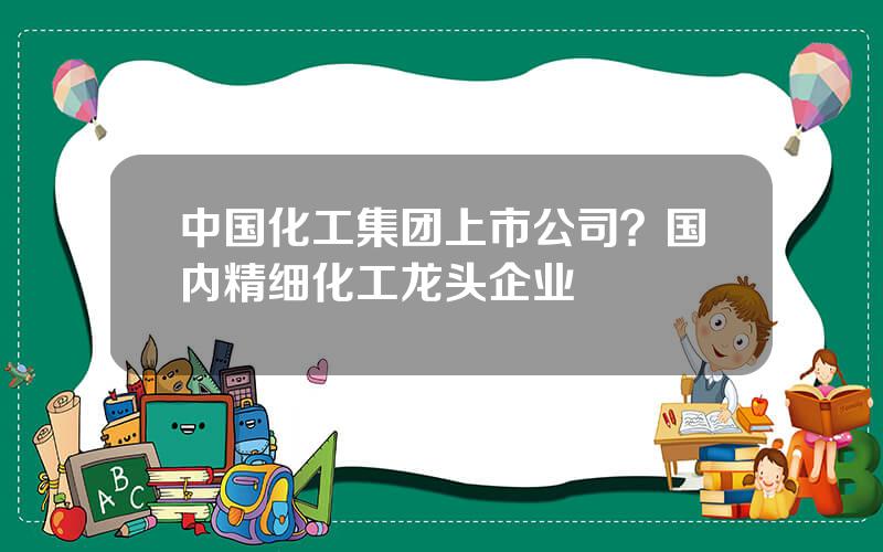 中国化工集团上市公司？国内精细化工龙头企业