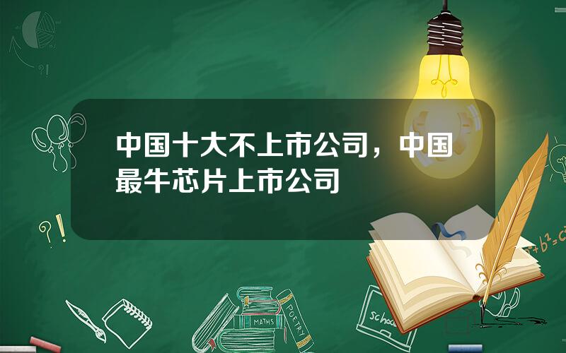 中国十大不上市公司，中国最牛芯片上市公司