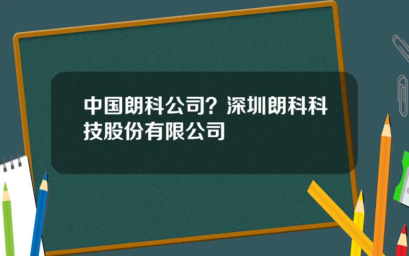 中国朗科公司？深圳朗科科技股份有限公司