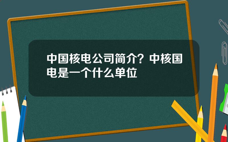 中国核电公司简介？中核国电是一个什么单位