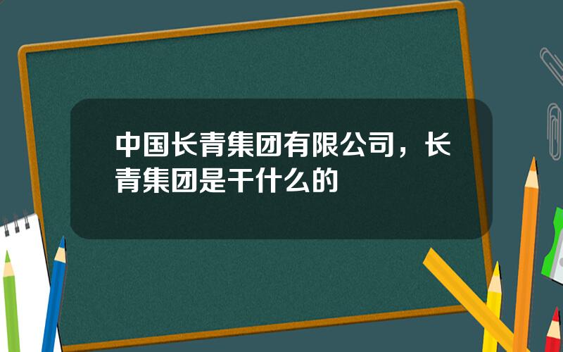 中国长青集团有限公司，长青集团是干什么的