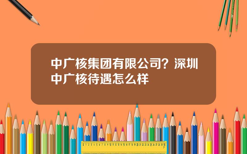 中广核集团有限公司？深圳中广核待遇怎么样