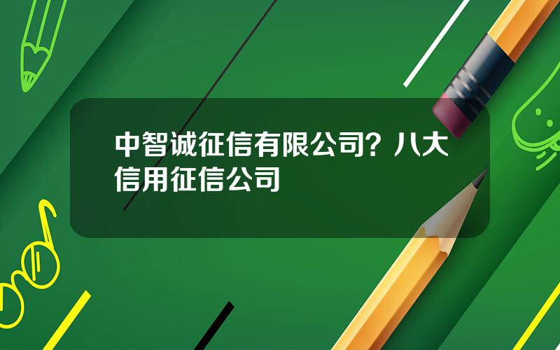 中智诚征信有限公司？八大信用征信公司