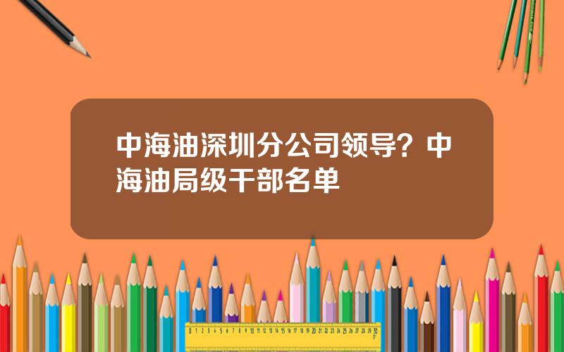 中海油深圳分公司领导？中海油局级干部名单