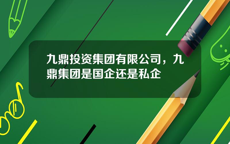 九鼎投资集团有限公司，九鼎集团是国企还是私企