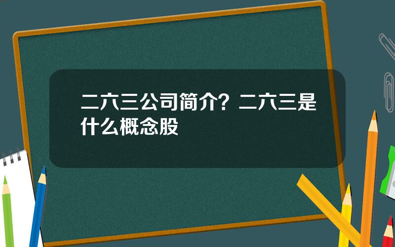 二六三公司简介？二六三是什么概念股