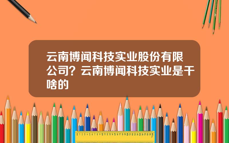 云南博闻科技实业股份有限公司？云南博闻科技实业是干啥的