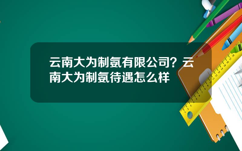 云南大为制氨有限公司？云南大为制氨待遇怎么样