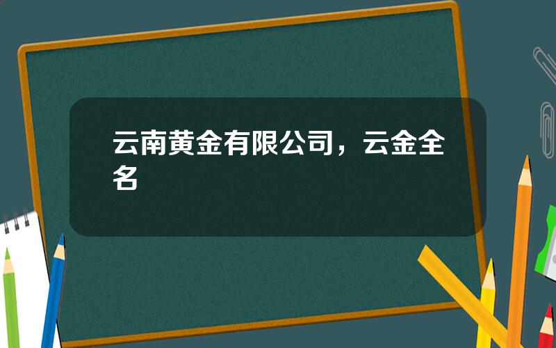 云南黄金有限公司，云金全名