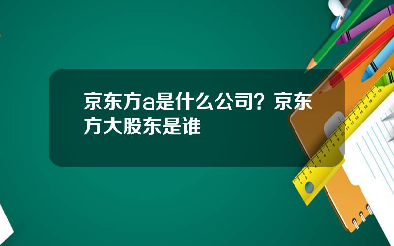 京东方a是什么公司？京东方大股东是谁