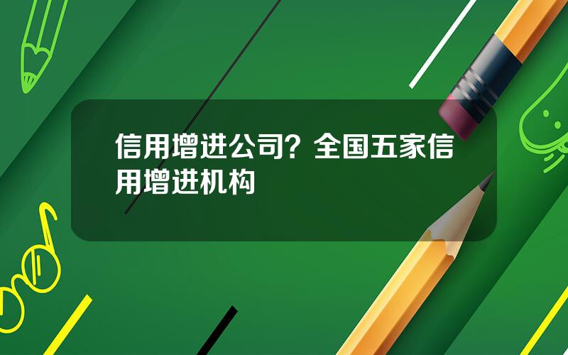 信用增进公司？全国五家信用增进机构